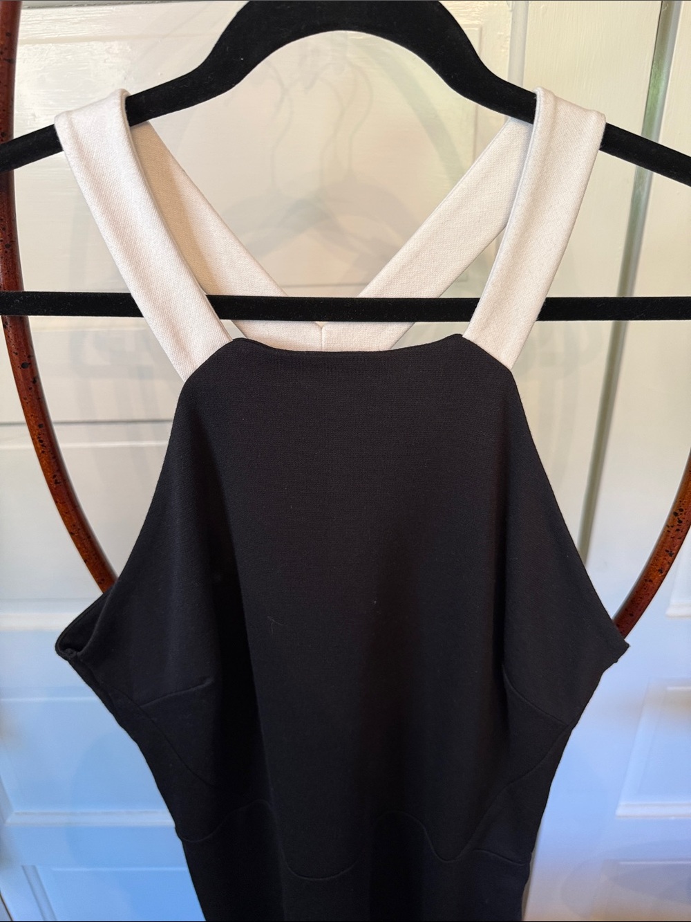 Trouvé Black Ponte Sheath Dress Contrast Strap Minimalist Midi Bodycon Chic
